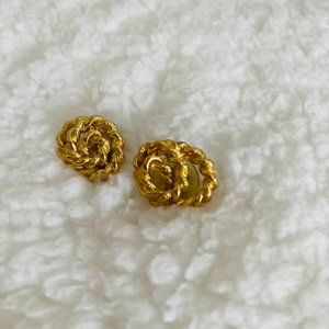 Vintage Retro Monet Gold Filled Knot Cluster Earrings Women's